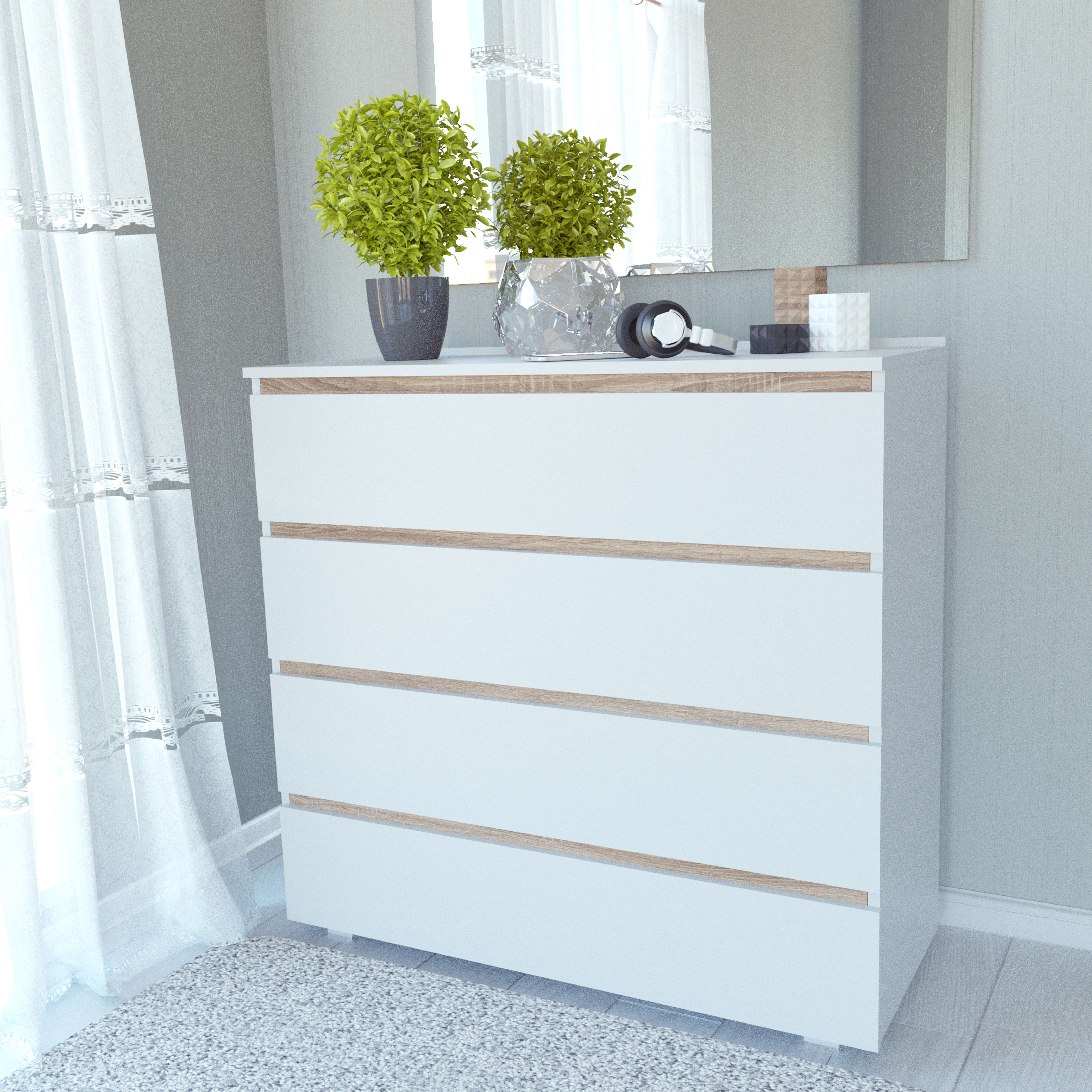Фото комод DiPortes komod-kapri-k-40-belyj-planka-dub-sonoma колір: , ціна, опис, разміри — інтернет-магазин меблів в Києві