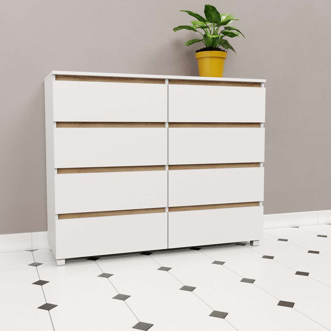 Фото комод DiPortes komod-kapri-k-406-belyj-planka-dub-sonoma колір: , ціна, опис, разміри — інтернет-магазин меблів в Києві