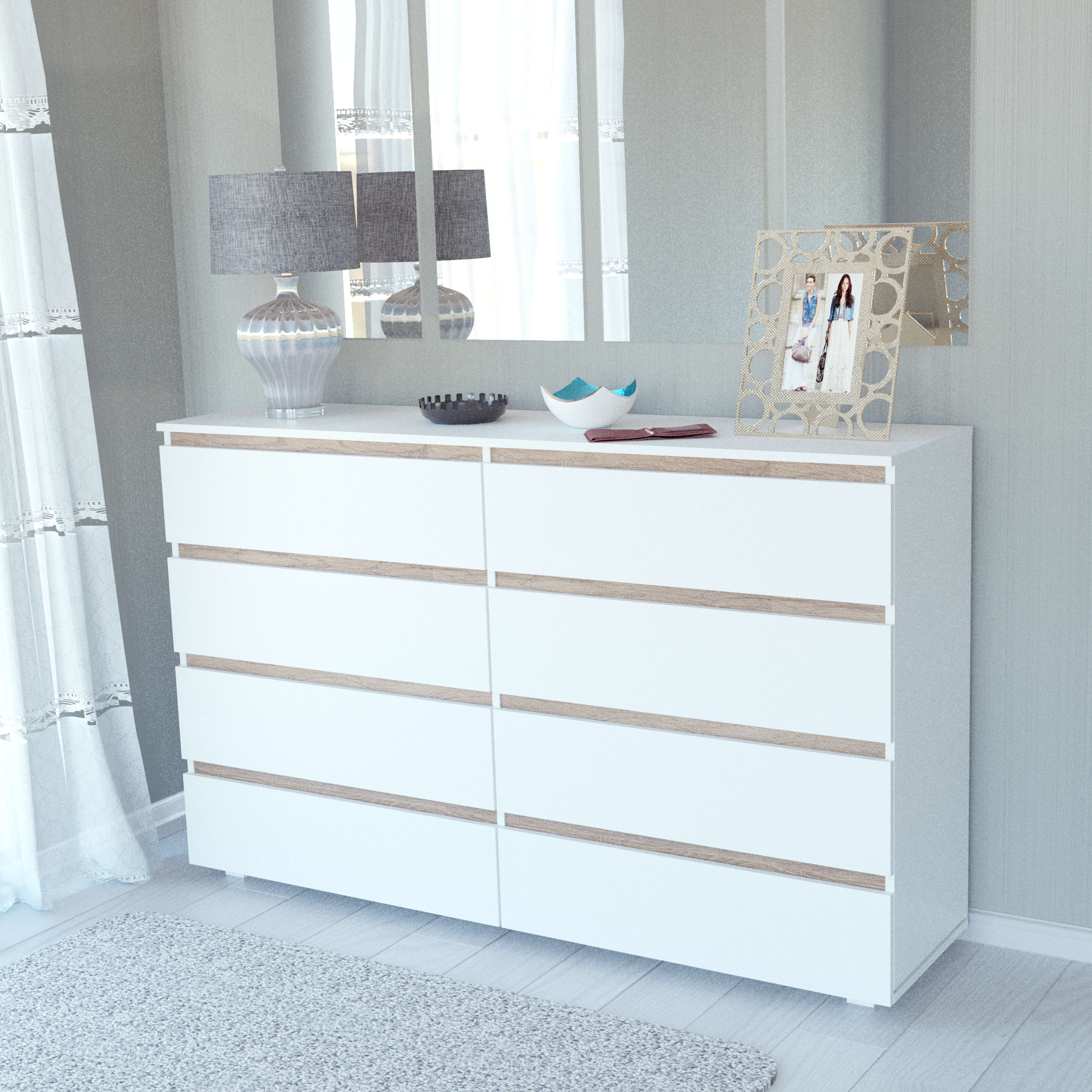 Фото комод DiPortes komod-kapri-k-408-belyj-planka-dub-sonoma колір: , ціна, опис, разміри — інтернет-магазин меблів в Києві