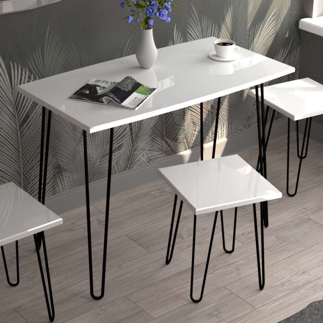 Фото журнальний столик DiPortes stol-loft-st-3-belyj-glyanec-chernye-nozhk колір: , ціна, опис, разміри — інтернет-магазин меблів в Києві