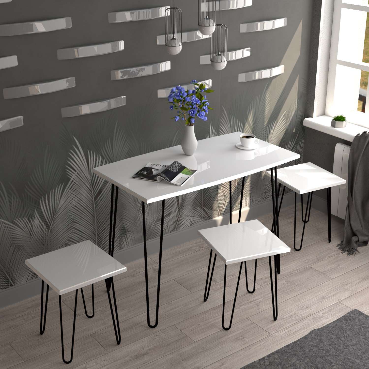 Фото журнальний столик DiPortes stol-loft-st-3-belyj-glyanec-chernye-nozhk колір: , ціна, опис, разміри — інтернет-магазин меблів в Києві