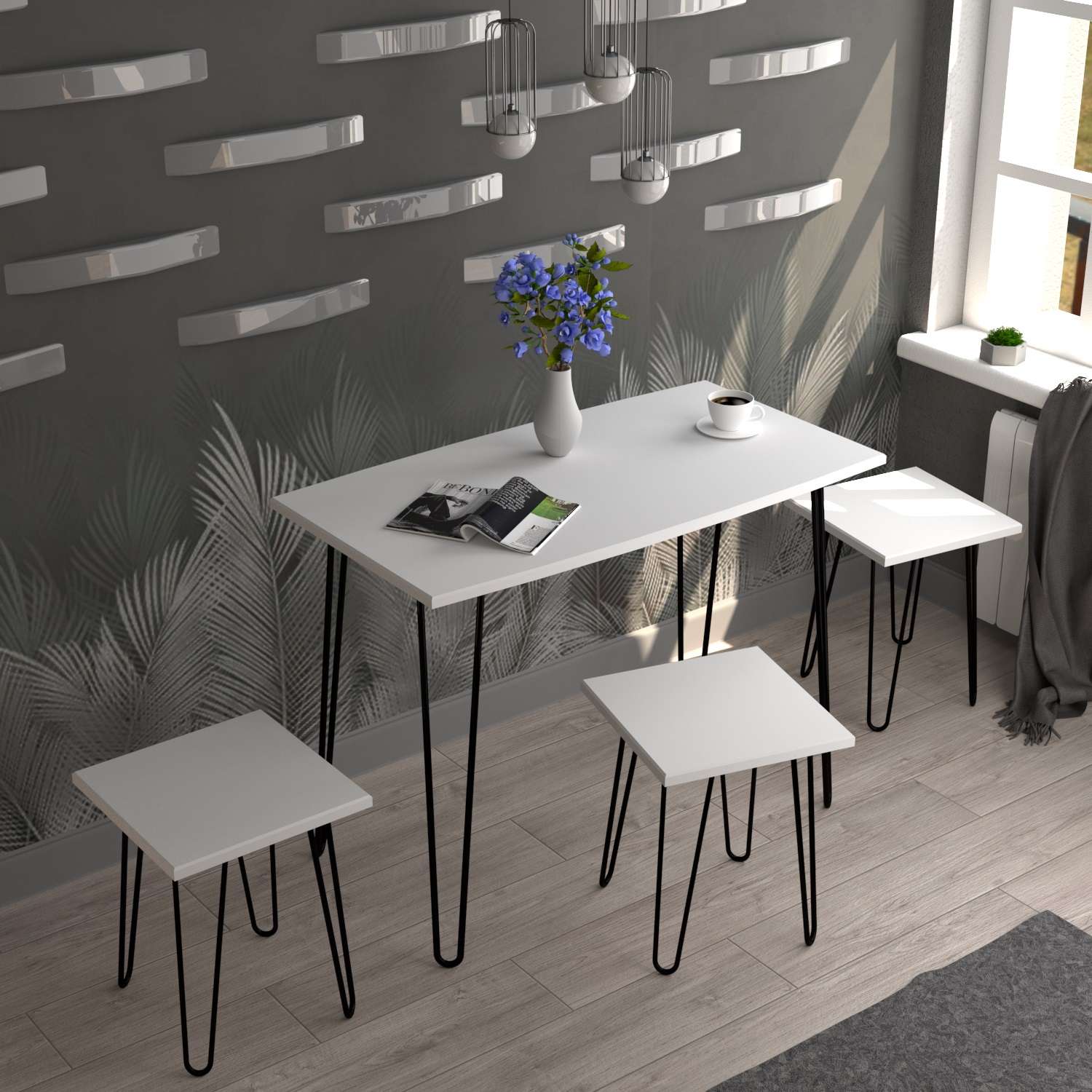 Фото журнальний столик DiPortes stol-loft-st-3-belyj-matovyj-chernye-nozhk колір: , ціна, опис, разміри — інтернет-магазин меблів в Києві