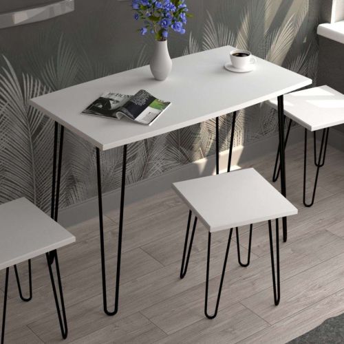 Фото журнальний столик DiPortes stol-loft-st-3-belyj-matovyj-chernye-nozhk колір: , ціна, опис, разміри — інтернет-магазин меблів в Києві