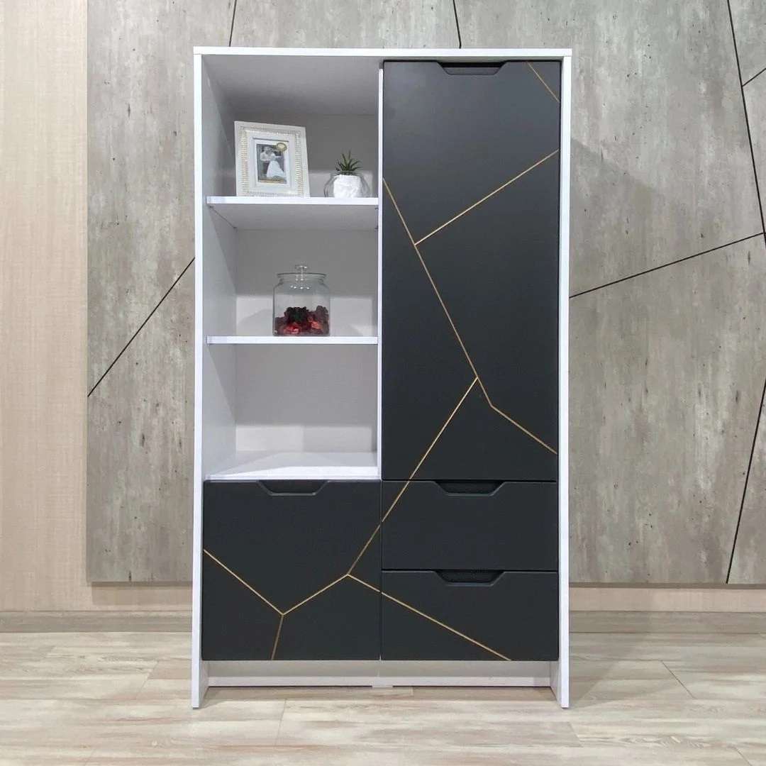 Фото шафа DiPortes penal-santorini-st-6-antracit-s-patinoj-zoloto колір: , ціна, опис, разміри — інтернет-магазин меблів в Києві