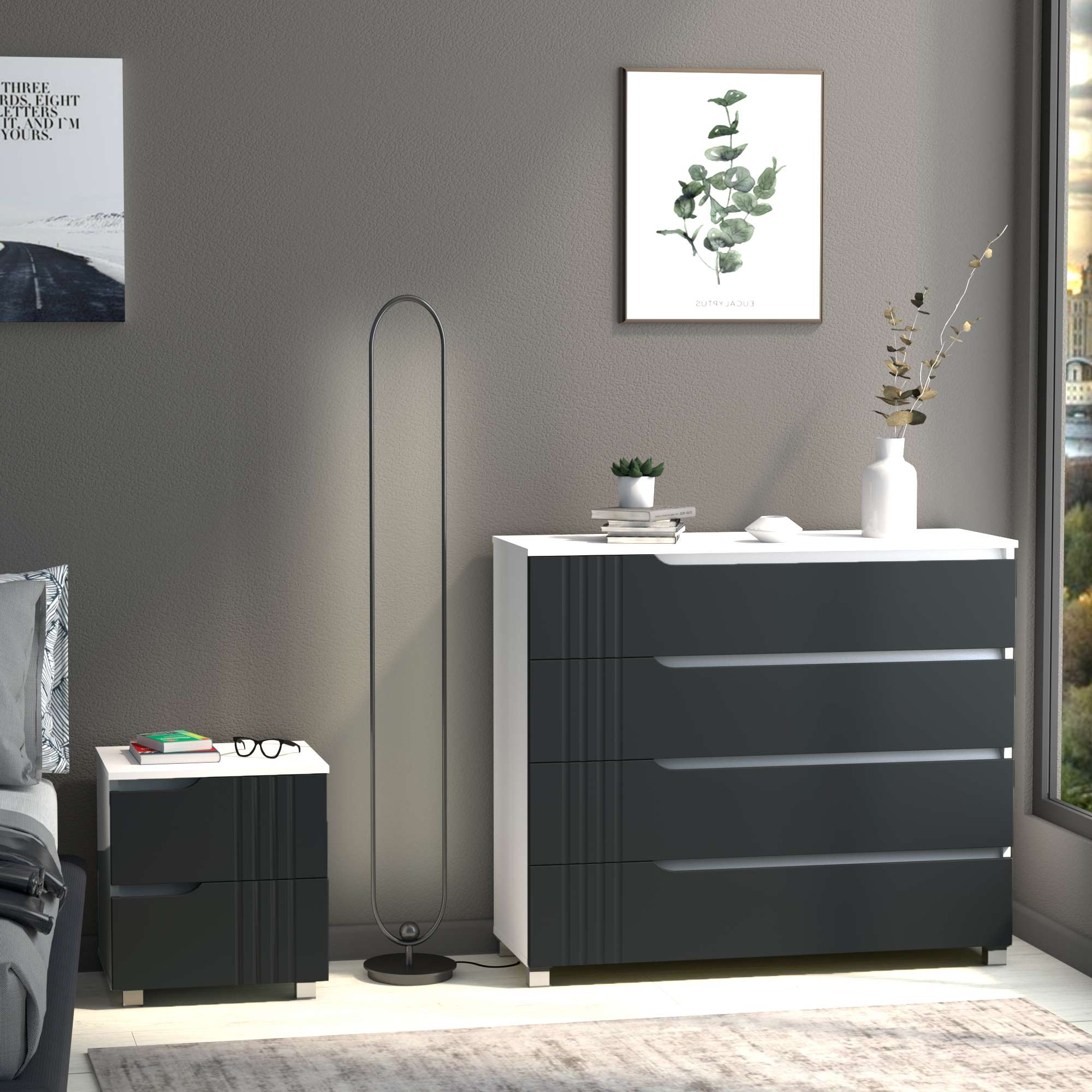 Фото тумбочка DiPortes tumba-portlend-k-25-grafit-matovyj колір: , ціна, опис, разміри — інтернет-магазин меблів в Києві