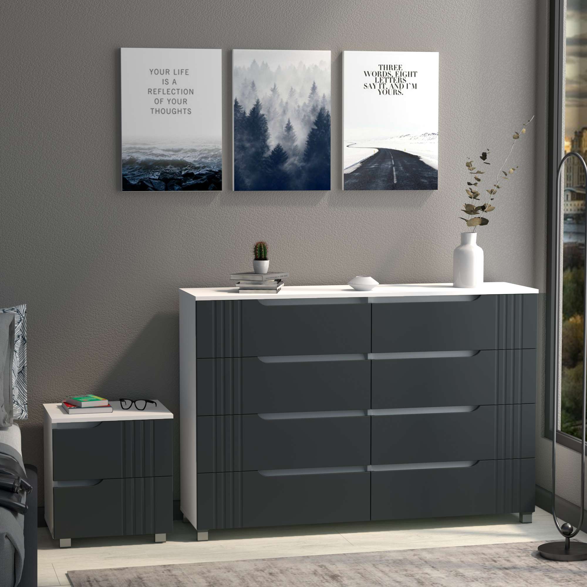 Фото тумбочка DiPortes tumba-portlend-k-25-grafit-matovyj колір: , ціна, опис, разміри — інтернет-магазин меблів в Києві