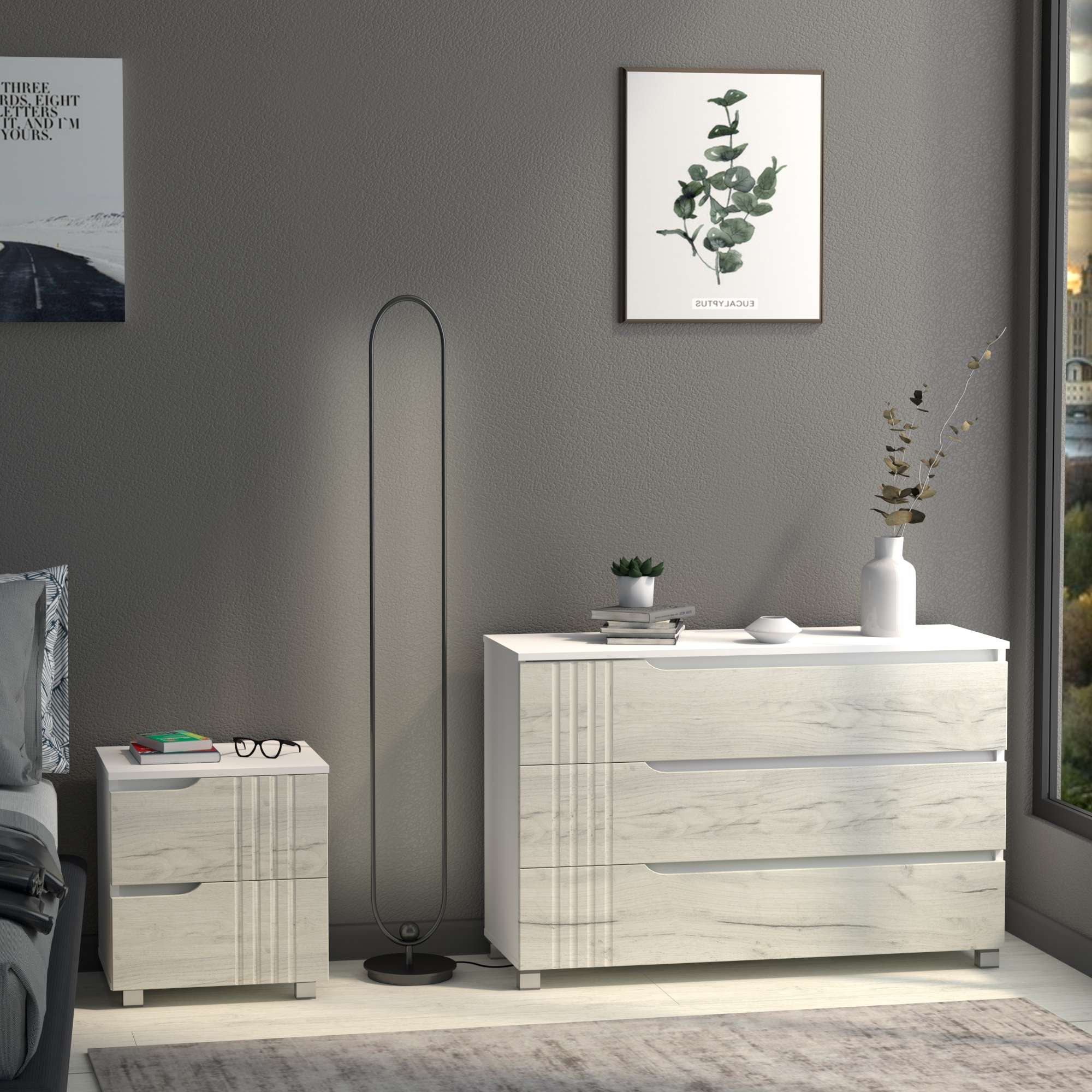 Фото тумбочка DiPortes tumba-portlend-k-25-dub-kraft-belyj колір: , ціна, опис, разміри — інтернет-магазин меблів в Києві