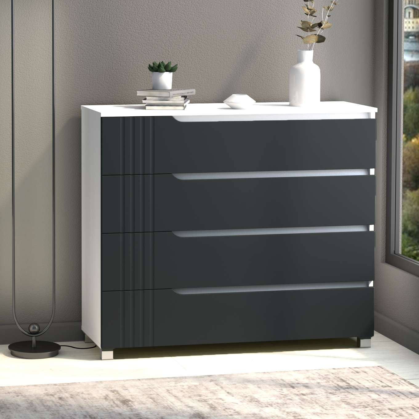 Фото комод DiPortes komod-portlend-k-40-grafit-matovyj колір: , ціна, опис, разміри — інтернет-магазин меблів в Києві