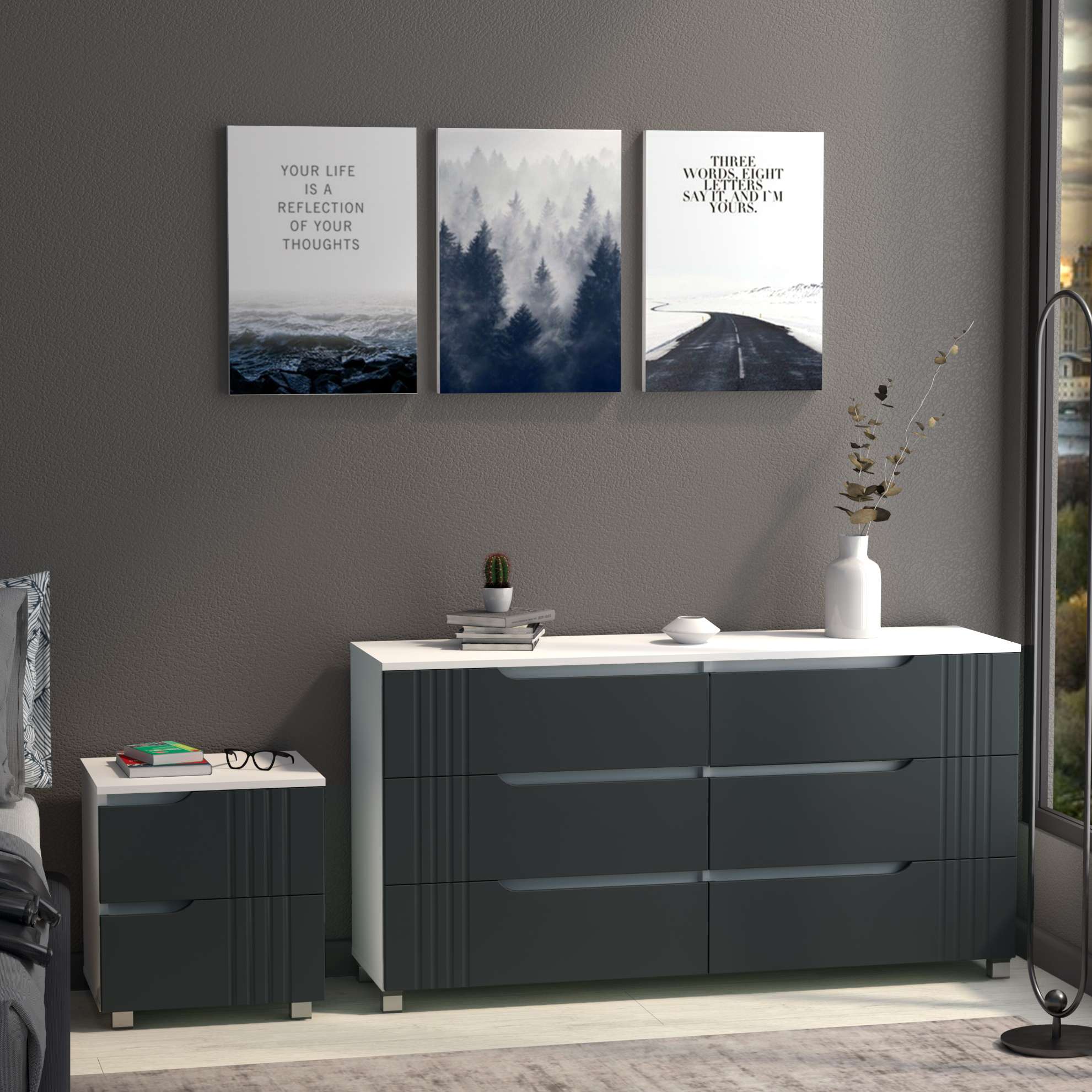 Фото комод DiPortes komod-portlend-k-307-grafit-matovyj колір: , ціна, опис, разміри — інтернет-магазин меблів в Києві