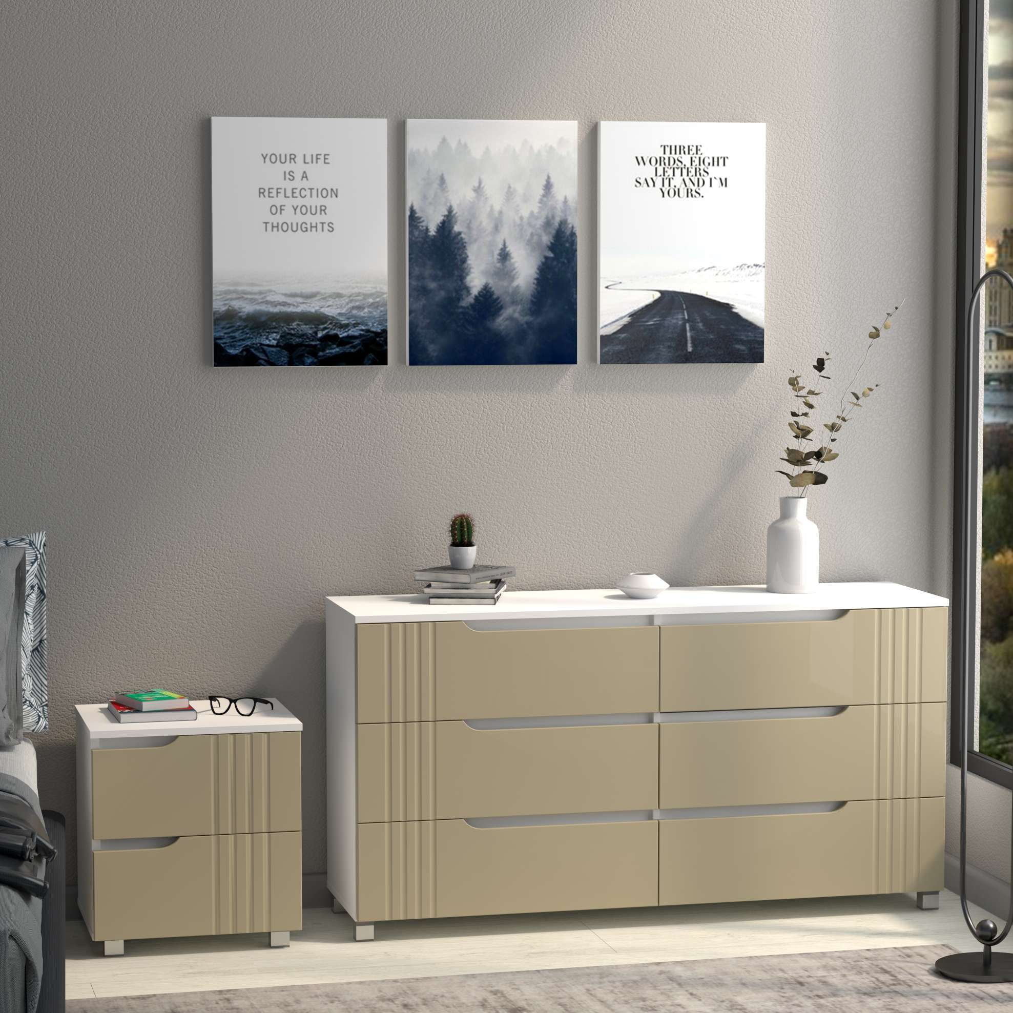 Фото комод DiPortes komod-portlend-k-307--pesochnyj-soft колір: , ціна, опис, разміри — інтернет-магазин меблів в Києві