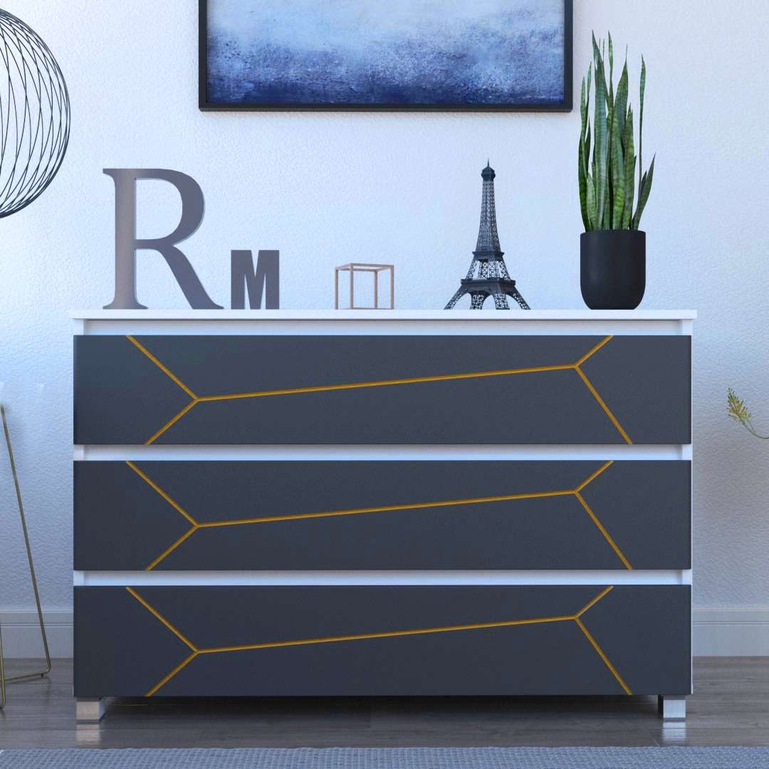 Фото комод DiPortes komod-milos-k-30-belyj-grafit-zoloto-patina колір: , ціна, опис, разміри — інтернет-магазин меблів в Києві
