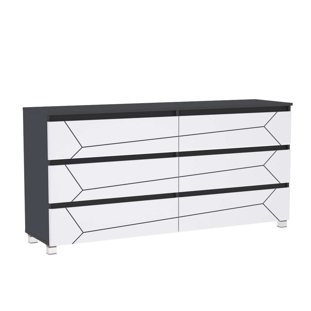 Фото комод DiPortes komod-milos-k-307-grafit-belyj-mat-chernaya колір: , ціна, опис, разміри — інтернет-магазин меблів в Києві