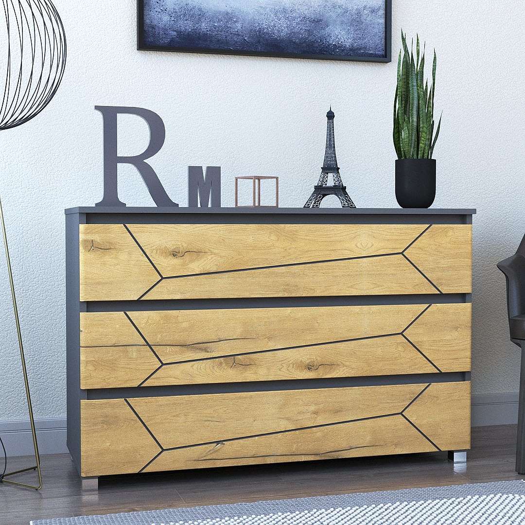 Фото комод DiPortes komod-milos-k-30-grafit-kanadskij-dub-chernaya колір: , ціна, опис, разміри — інтернет-магазин меблів в Києві