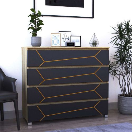 Фото комод DiPortes komod-milos-k-40-sonoma-grafit-zolotaya колір: Дуб сонома, ціна, опис, разміри — інтернет-магазин меблів в Києві