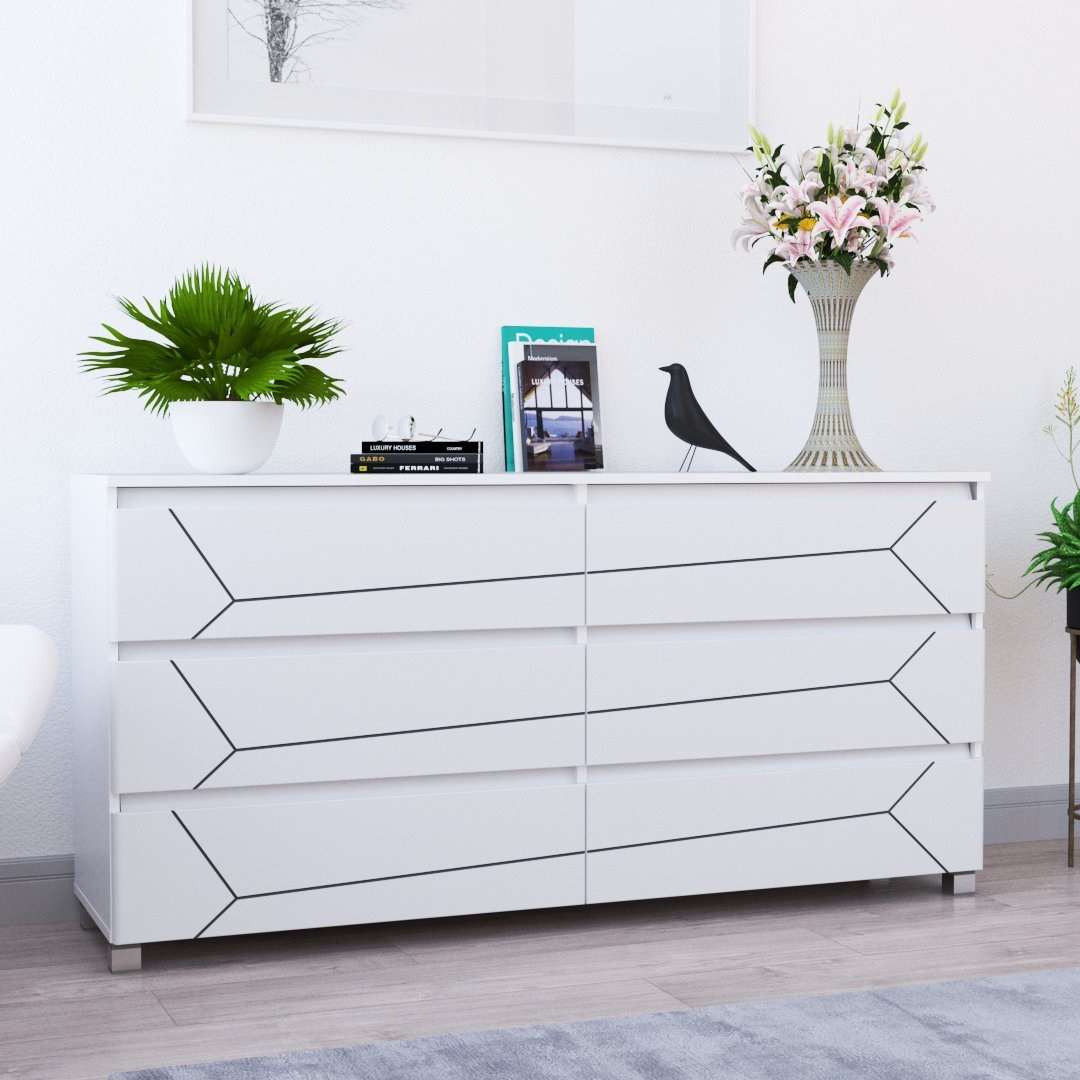 Фото комод DiPortes komod-milos-k-307-belyj-belyj-mat-chernaya-patina колір: , ціна, опис, разміри — інтернет-магазин меблів в Києві