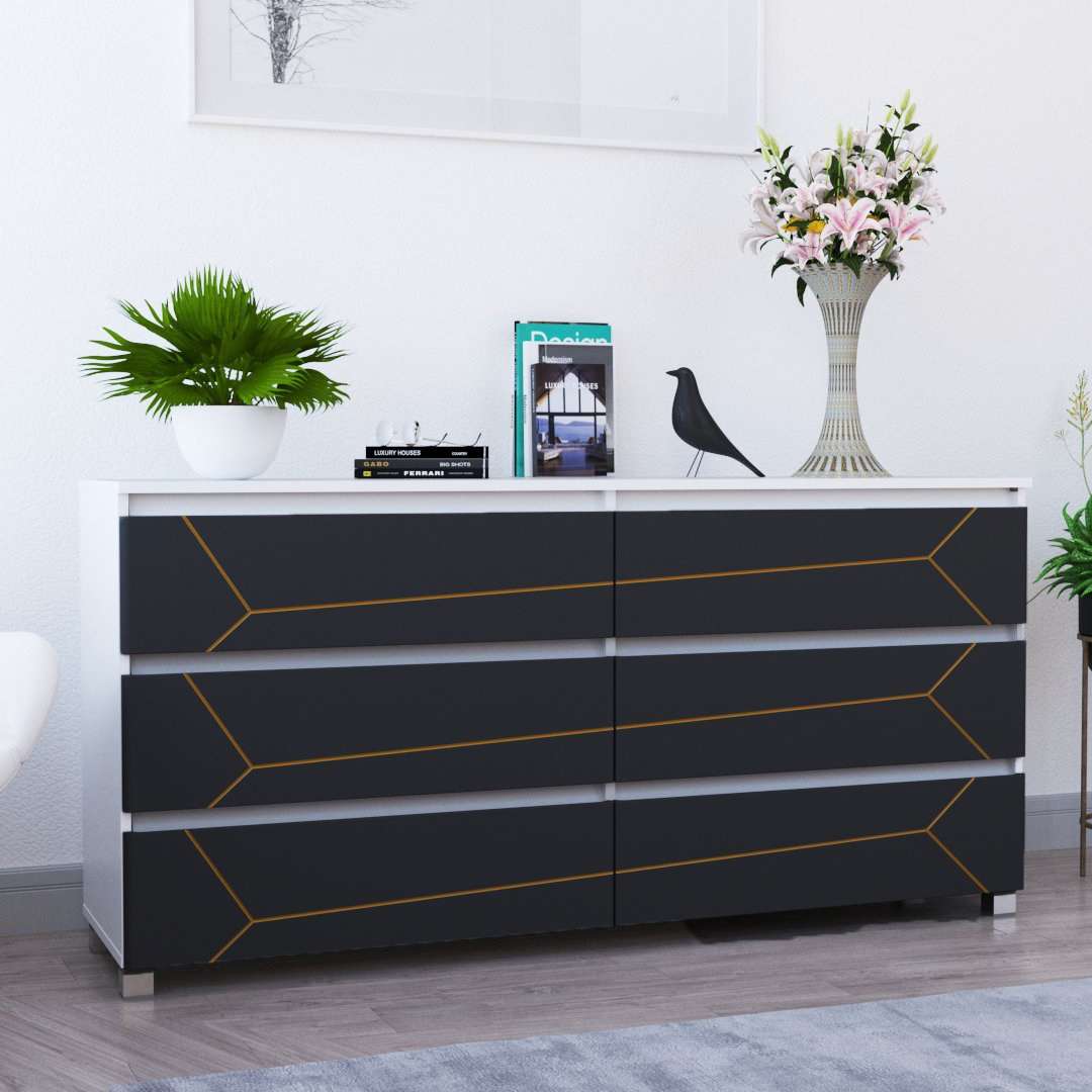 Фото комод DiPortes komod-milos-k-307-belyj-grafit-zoloto-patina колір: , ціна, опис, разміри — інтернет-магазин меблів в Києві