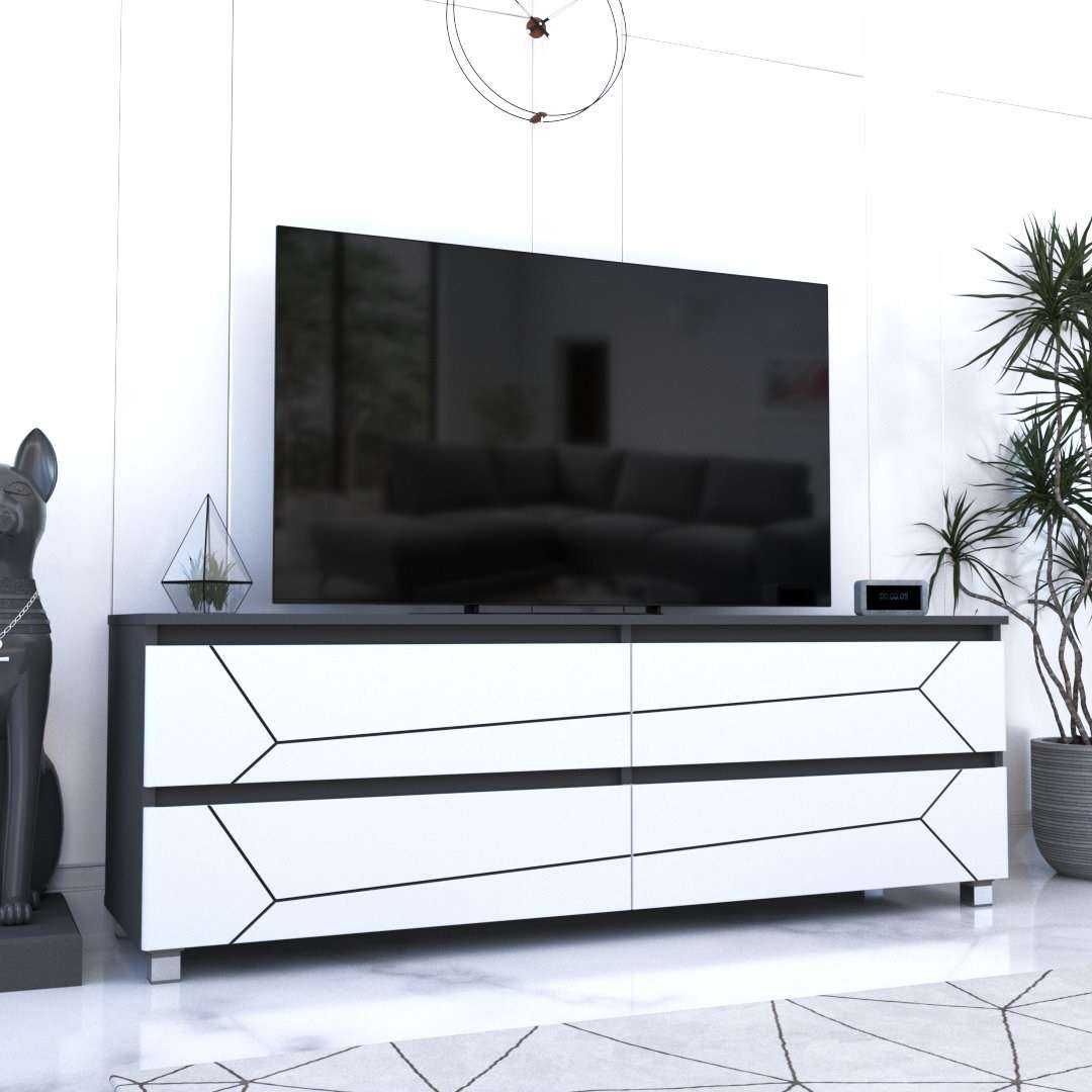 Фото комод DiPortes komod-milos-k-207-grafit-belyj-mat-chernaya колір: , ціна, опис, разміри — інтернет-магазин меблів в Києві