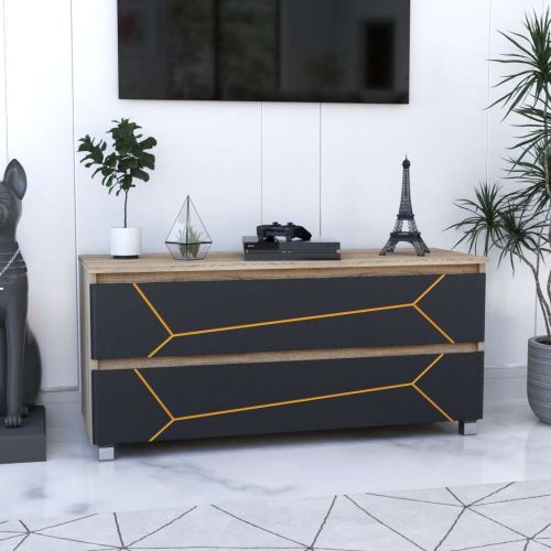 Фото комод DiPortes komod-milos-k-20-sonoma-grafit-zolotaya колір: Дуб сонома, ціна, опис, разміри — інтернет-магазин меблів в Києві