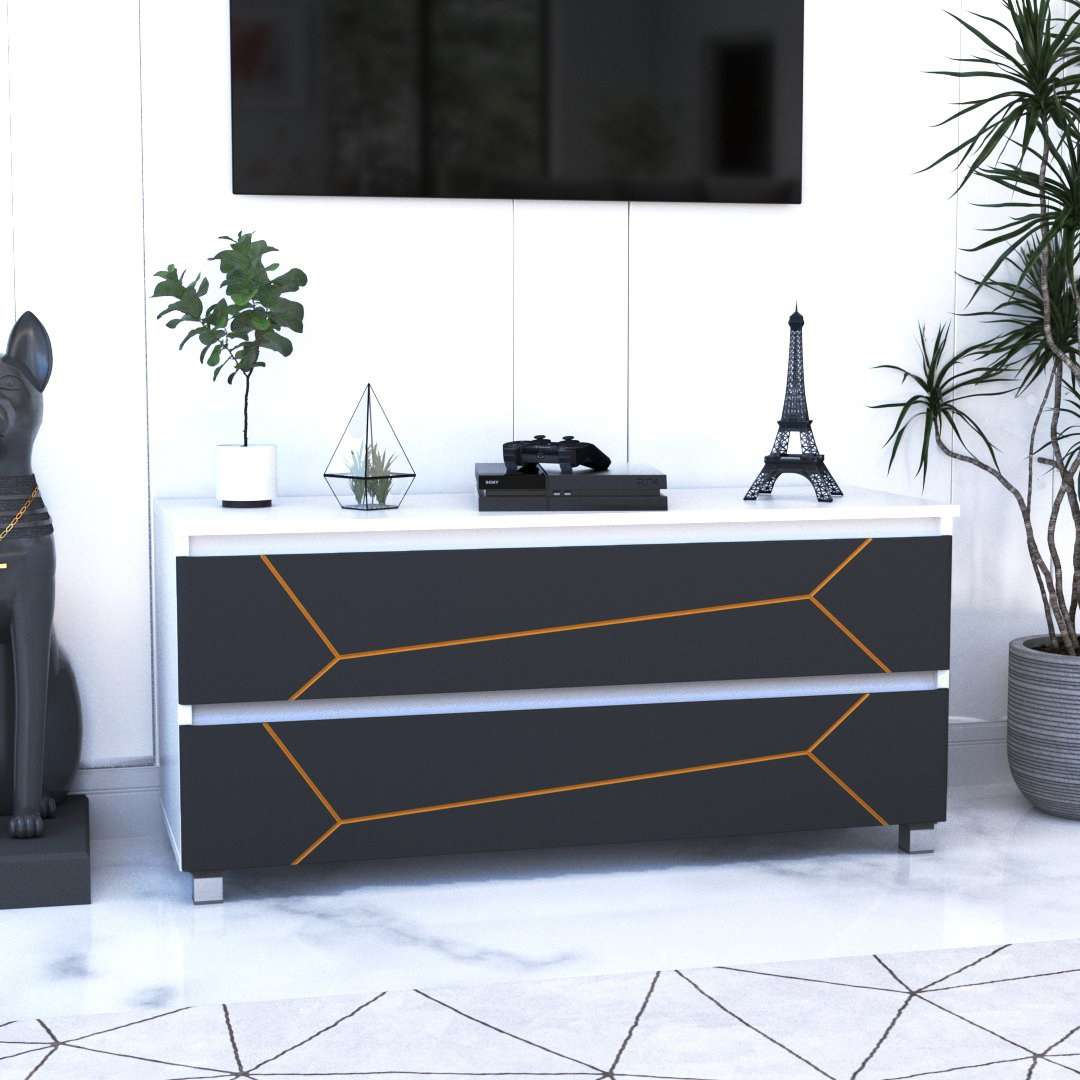 Фото комод DiPortes komod-milos-k-20-belyj-grafit-zoloto-patina колір: , ціна, опис, разміри — інтернет-магазин меблів в Києві