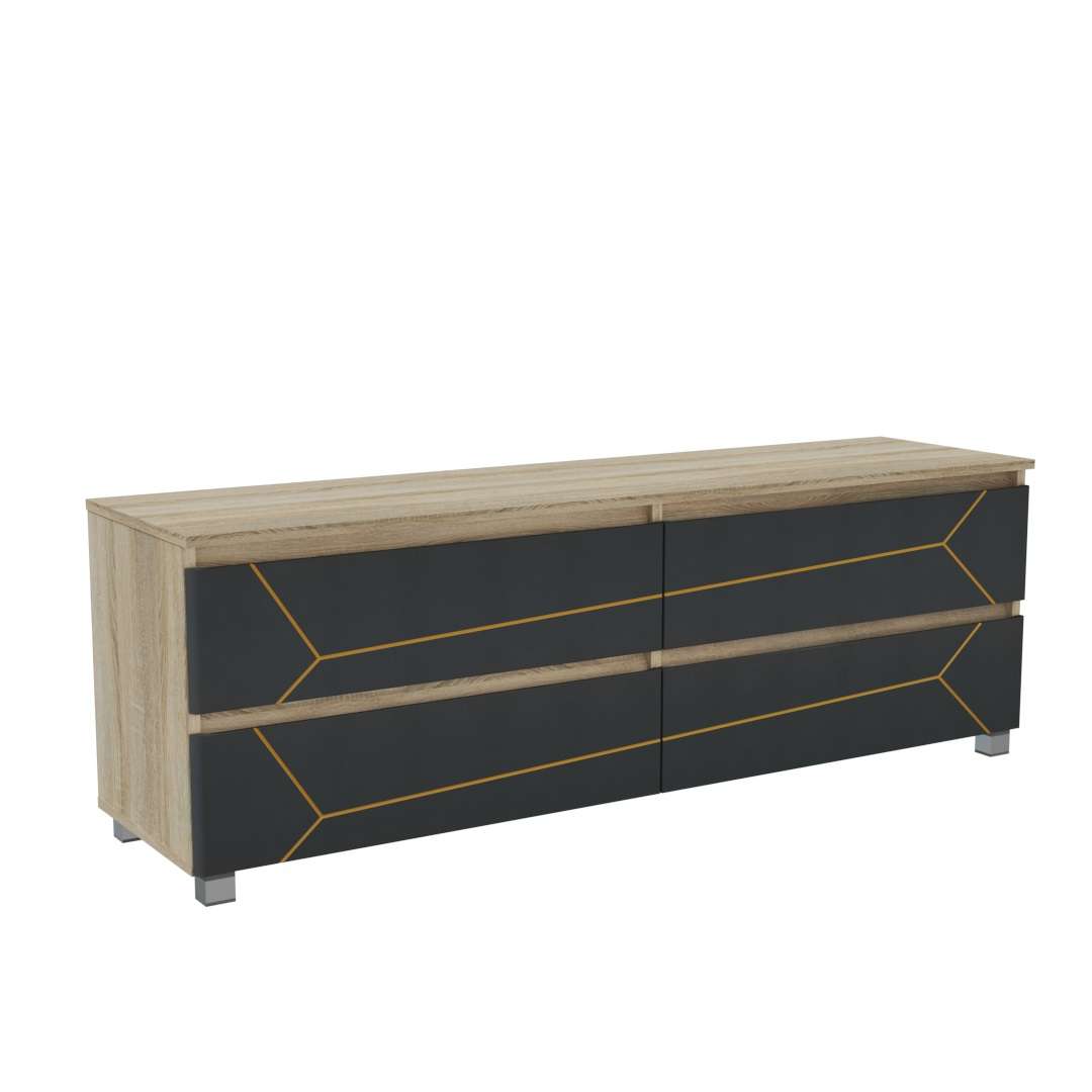 Фото комод DiPortes komod-milos-k-207-sonoma-grafit-zolotaya колір: Дуб сонома, ціна, опис, разміри — інтернет-магазин меблів в Києві